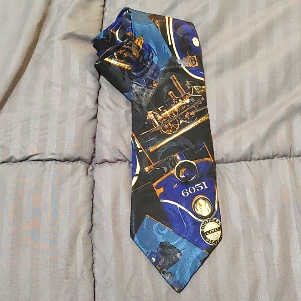 Mens Novelty Train Print Neck Tie